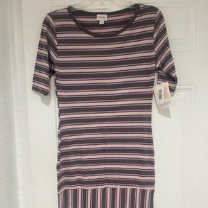 LULAROE NEW JULIA DRESS SO CUTE PINK GRAY LAVENDER Size Small